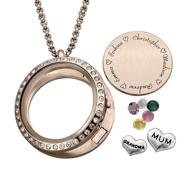 Engraved floating sales charms locket